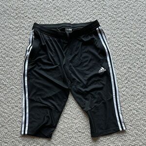 Adidas Black long Shorts with White Accents